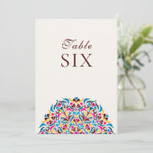 Numéro de table de mariage floral fantaisiste bleu (Debout devant)