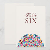 Numéro de table de mariage floral fantaisiste bleu (Devant / Derrière)