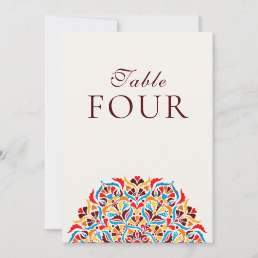 Numéro de table de mariage floral fantaisiste oran (Devant)