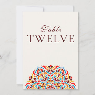 Numéro de table de mariage floral fantaisiste oran