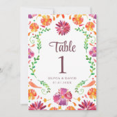 Numéro de table de mariage Floral Fiesta mexicain (Devant)