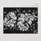 Numéro de table de mariage Floral Glitter Swirl Ar (Dos)