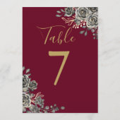 Numéro de table de mariage floral gothique or et b (Dos)