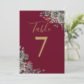 Numéro de table de mariage floral gothique or et b (Debout devant)