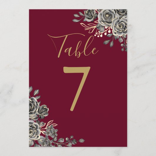 Numéro de table de mariage floral gothique or et b (Devant)
