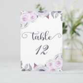 Numéro de table de mariage floral lavande et gris (Debout devant)