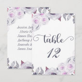 Numéro de table de mariage floral lavande et gris (Devant / Derrière)