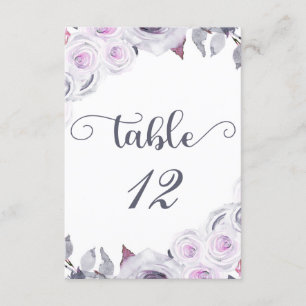 Numéro de table de mariage floral lavande et gris