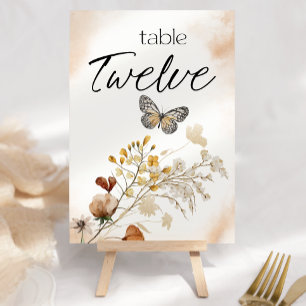 Numéro de table de mariage floral miniature botani