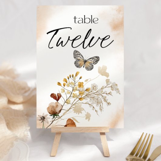 Numéro de table de mariage floral miniature botani