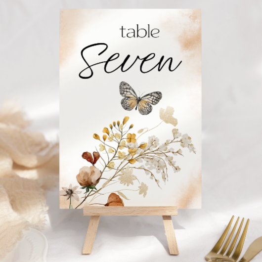 Numéro de table de mariage floral miniature botani