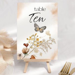 Numéro de table de mariage floral miniature botani