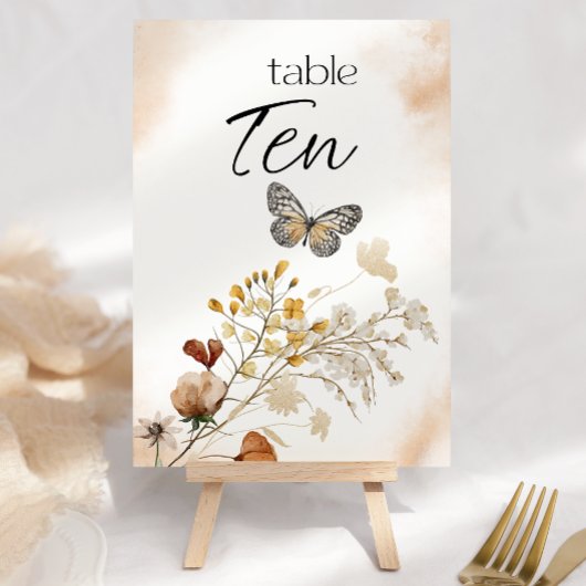 Numéro de table de mariage floral miniature botani