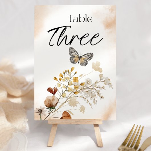 Numéro de table de mariage floral miniature botani
