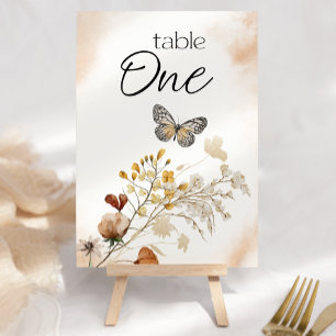 Numéro de table de mariage floral miniature botani