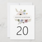 Numéro de table de mariage floral moderne (Dos)
