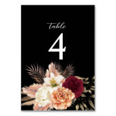 Numéro de table de mariage floral noir Bourgogne (Dos)