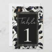 Numéro de table de mariage floral noir et or Greig (Dos)