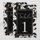 Numéro de table de mariage floral noir et or Greig (Devant / Derrière)