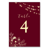 Numéro de table de mariage floral or Bourgogne (Dos)