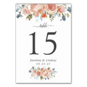 Numéro de table de mariage floral orange pêche (Dos)