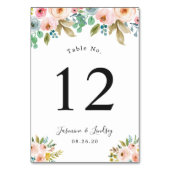 Numéro de table de mariage floral pastel (Dos)