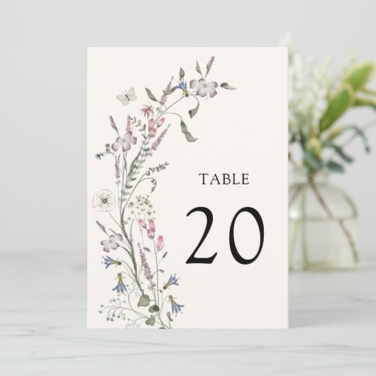 Numéro de table de mariage floral pastel (Debout devant)