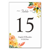 Numéro de table de mariage floral pêche automnal c (Dos)