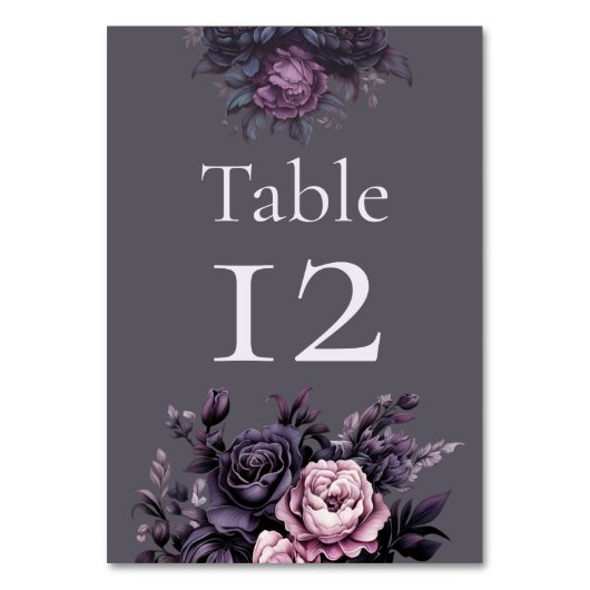 Numéro de table de mariage floral prune gothique (Par défaut)