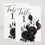 Numéro de table de mariage floral romantique sombr (Devant / Derrière)
