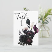 Numéro de table de mariage floral romantique sombr (Debout devant)