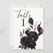 Numéro de table de mariage floral romantique sombr (Dos)