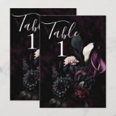 Numéro de table de mariage floral romantique sombr (Devant / Derrière)