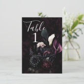 Numéro de table de mariage floral romantique sombr (Debout devant)
