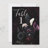 Numéro de table de mariage floral romantique sombr (Dos)