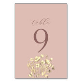 Numéro de table de mariage floral rose (Dos)