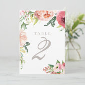 Numéro de table de mariage floral rose Blush Peony (Debout devant)
