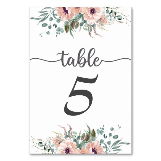 Numéro de table de mariage floral rose chic (Par défaut)