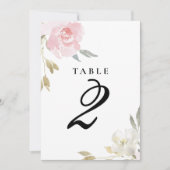Numéro de table de mariage floral rose classique (Devant)