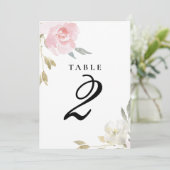 Numéro de table de mariage floral rose classique (Debout devant)
