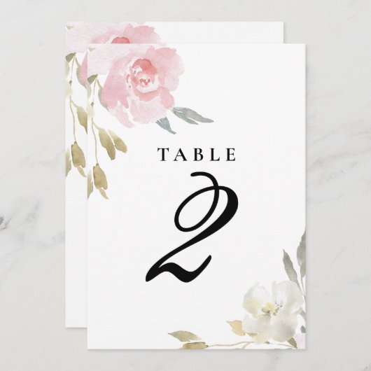 Numéro de table de mariage floral rose classique (Devant / Derrière)