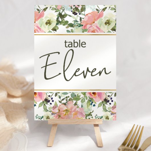 Numéro de table de mariage floral rose coquille d'