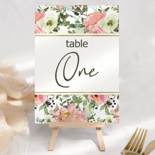 Numéro de table de mariage floral rose coquille d'