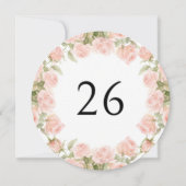 Numéro de table de mariage floral rose pastel (Dos)