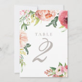 Numéro de table de mariage floral rose saumon (Devant)