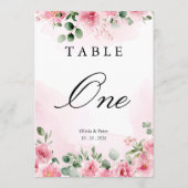 Numéro de table de mariage floral rose tendre (Dos)