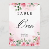 Numéro de table de mariage floral rose tendre (Devant)