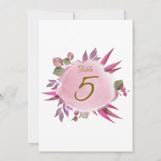 Numéro de table de mariage floral rose violet