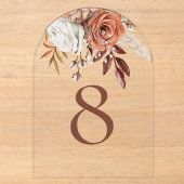 Numéro de table de mariage floral terracotta rusti (Recto)