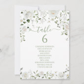 Numéro de table de mariage floral vert blanc moder (Devant)